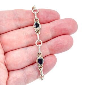 Vintage Sterling Silver 925 Iolite Bracelet | Boho | 7"